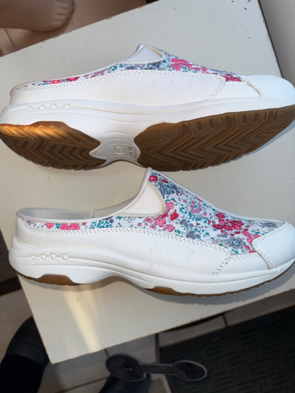 Martha Stewart White Canvas Slip-Ons with Pink and Teal Floral Accents - Picture 4 of 9